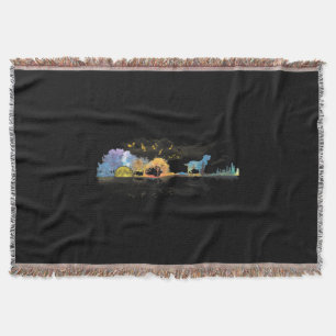 Guitar Lover Gift Cocker Spaniel Dog Watercolor Throw Blanket