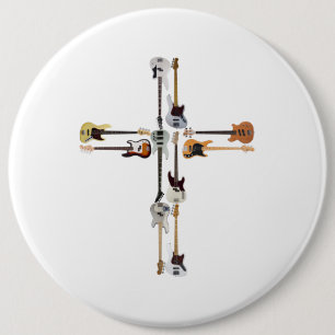 Guitar Lover Guitar Cross Gift 6 Inch Round Button