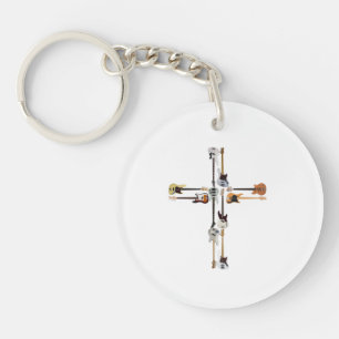 Guitar Lover Guitar Cross Gift Keychain