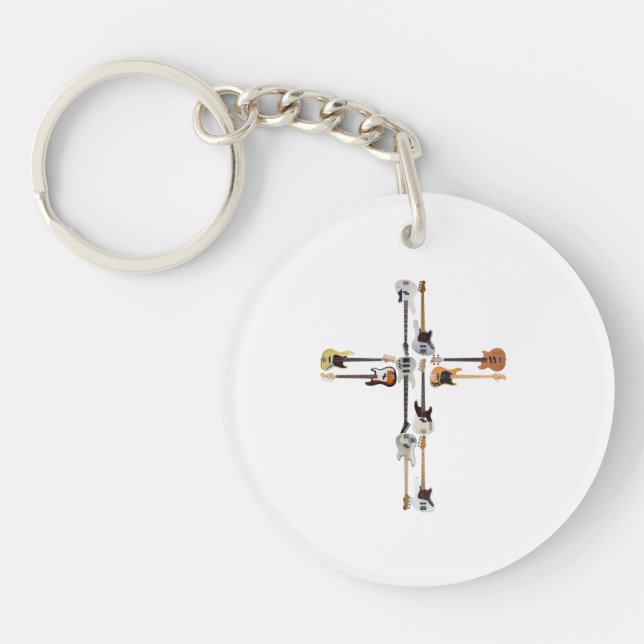 Guitar Lover | Guitar Cross Gift Keychain (Front)
