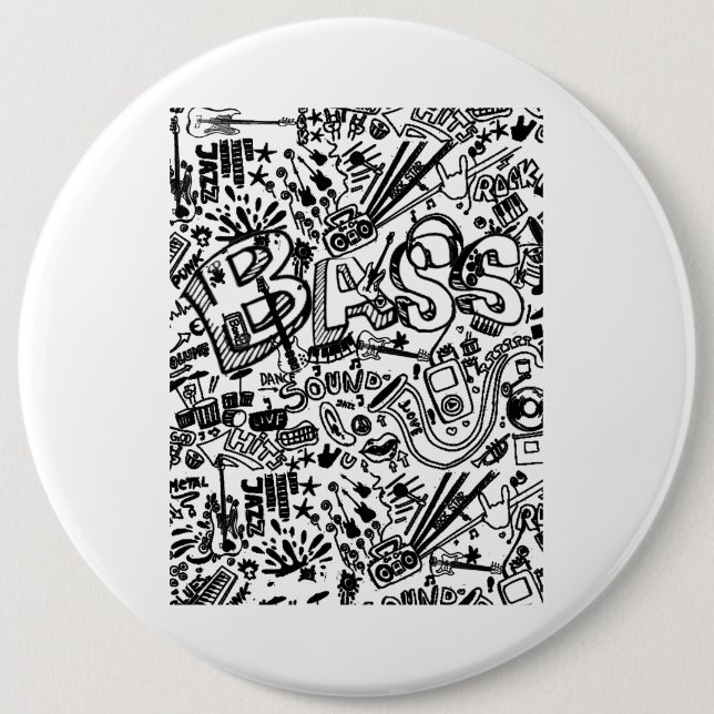 Guitar Lover | Guitar Pattern Gift 6 Inch Round Button (Front)