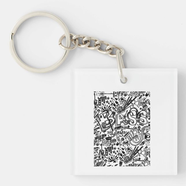 Guitar Lover | Guitar Pattern Gift Keychain (Front)