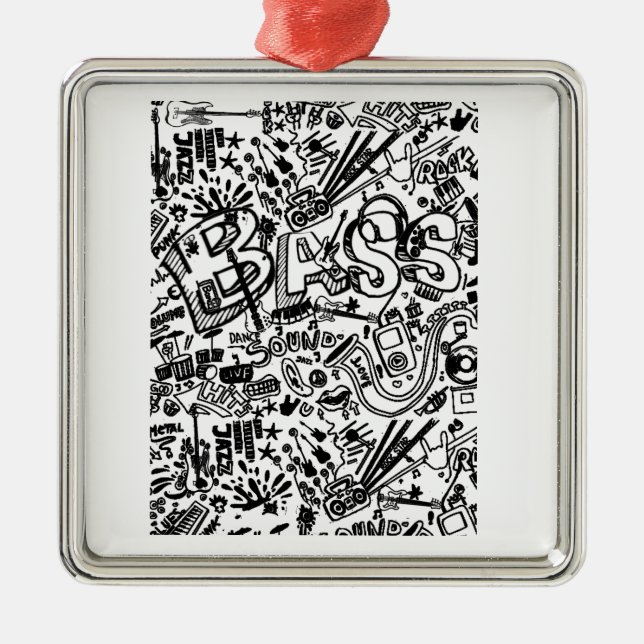 Guitar Lover | Guitar Pattern Gift Metal Ornament (Front)
