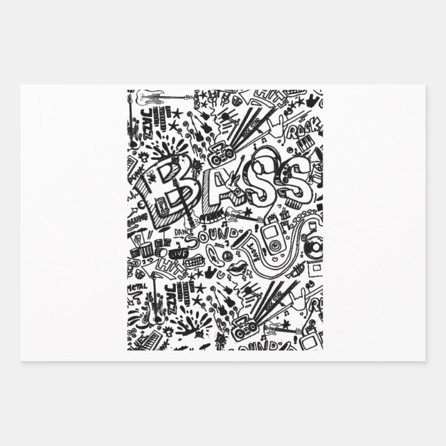 Guitar Lover | Guitar Pattern Gift Wrapping Paper Sheet (Front)