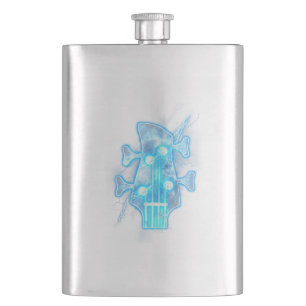 Guitar Lover   Head Of A Bass Guitar Player Hip Flask