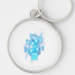 Guitar Lover Head Of A Bass Guitar Player Keychain