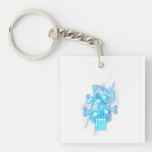 Guitar Lover Head Of A Bass Guitar Player Keychain