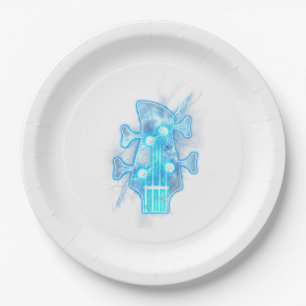 Guitar Lover Head Of A Bass Guitar Player Paper Plate