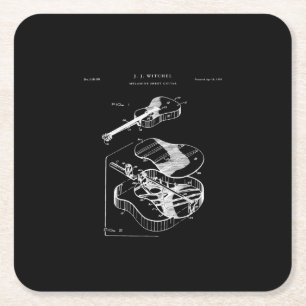 Guitar Lover   Martin Guitar Patent Square Paper Coaster