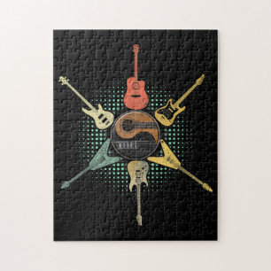 Guitar Lover  Retro Style   Gift For Guitarist Jigsaw Puzzle