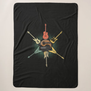 Guitar Lover Retro Style Gift For Guitarist Sherpa Blanket