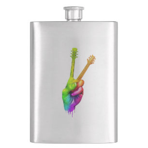 Guitar Lover Say Hi Guitar Hands Gift Hip Flask