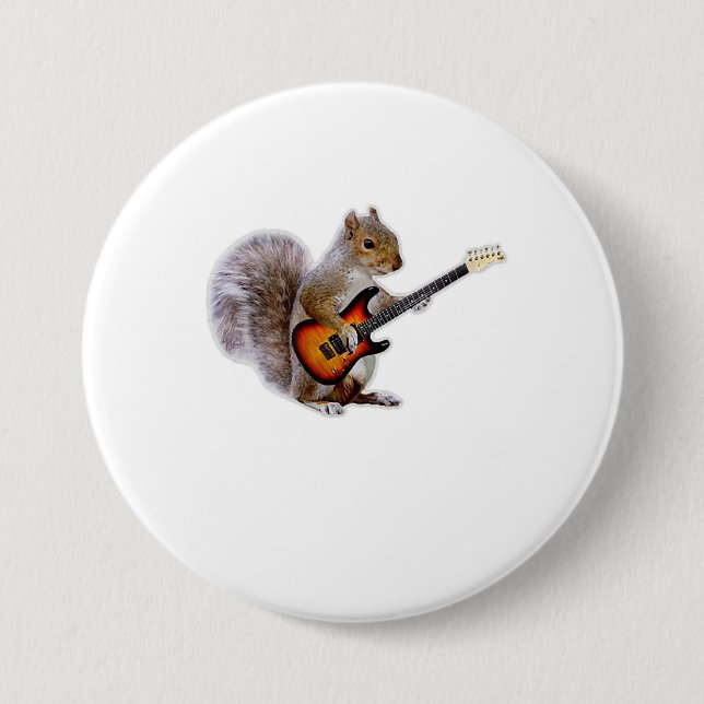 Guitar Lover | Squirrel Playing Guitar 3 Inch Round Button (Front)