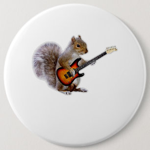 Guitar Lover Squirrel Playing Guitar 6 Inch Round Button