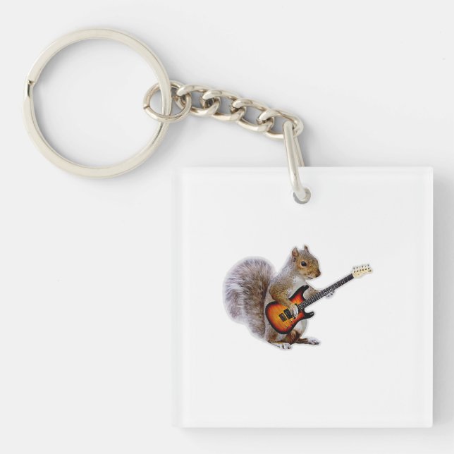 Guitar Lover | Squirrel Playing Guitar Keychain (Front)