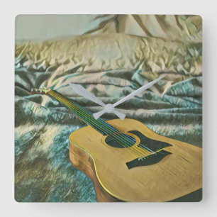 Guitar lovers gifts square wall clock