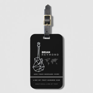 Guitar luggage-tag musician Travel black Luggage Tag
