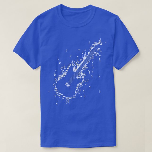 Guitar Motif Men Women Design Notes Electric  T-Shirt (Design Front)