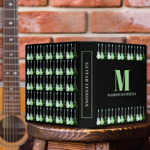 Guitar Music Black and Green Name Binder