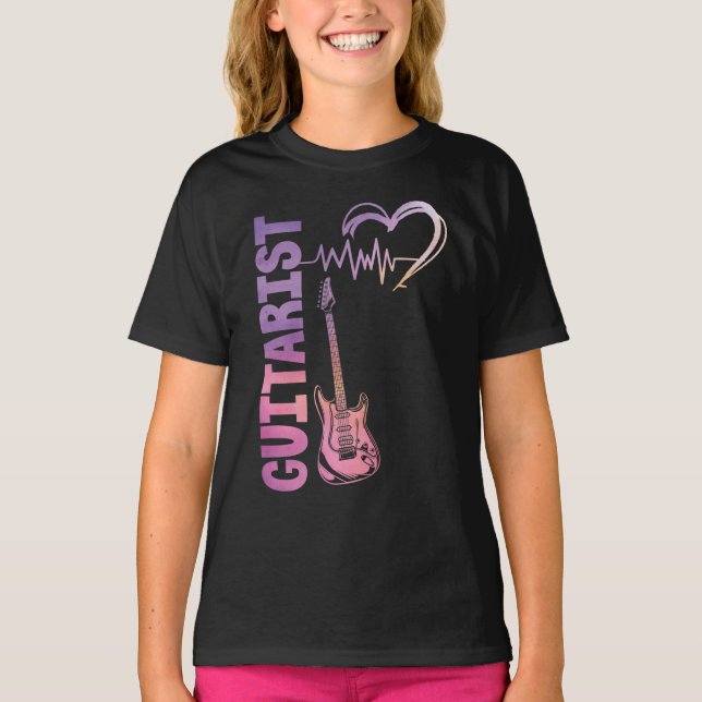 Guitar Music Lover Guitarist Heartbeat T-Shirt (Front)