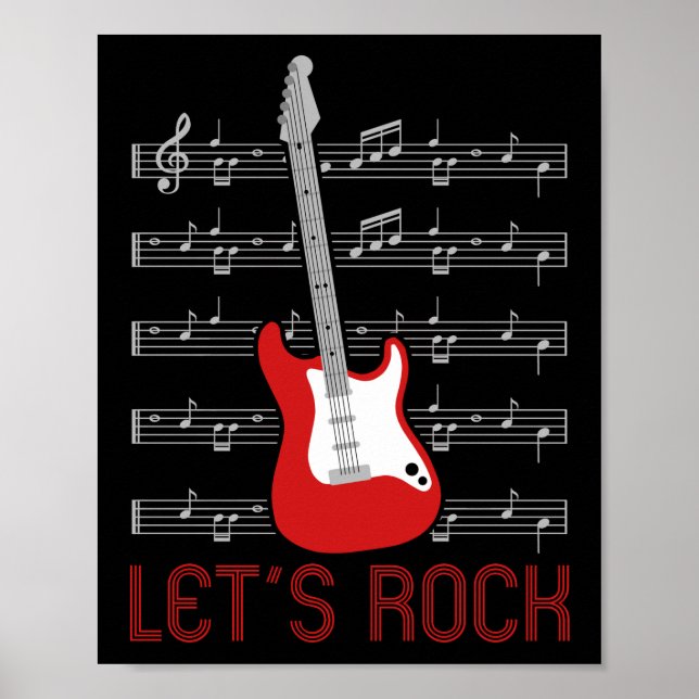 Guitar Music Lover Lets Rock  Notes Poster (Front)