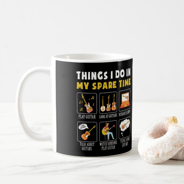 Guitar Music Lover Things I Do In My Spare Time Coffee Mug (With Donut)