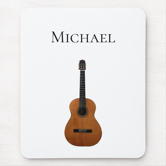 Guitar Music Monogram Black and White Mouse Pad (Front)