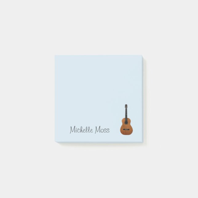 Guitar Music Monogram Blue Post-it Notes (Front)