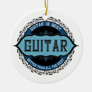Guitar Music Note Circle Ceramic Ornament