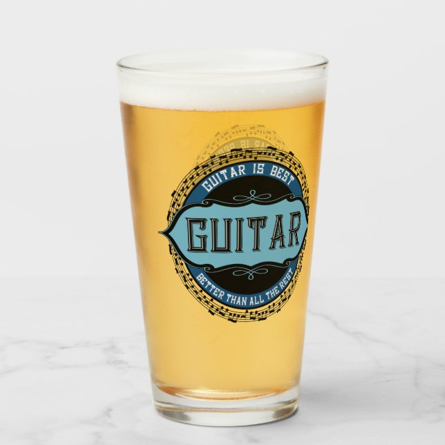 Guitar Music Note Circle Glass (Front Filled)