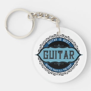 Guitar Music Note Circle Keychain