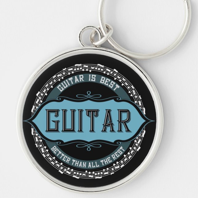 Guitar Music Note Circle Keychain (Front)