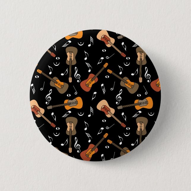 Guitar Music Notes Pattern 2 Inch Round Button (Front)