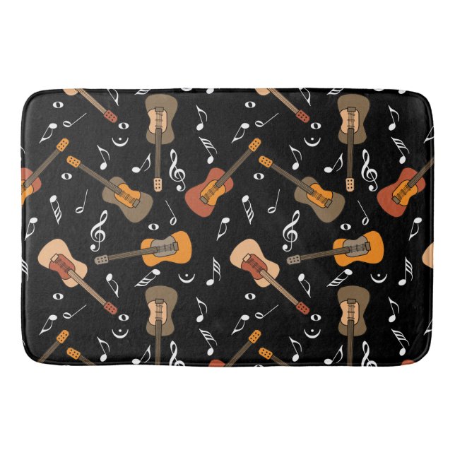 Guitar Music Notes Pattern Bath Mat (Front)
