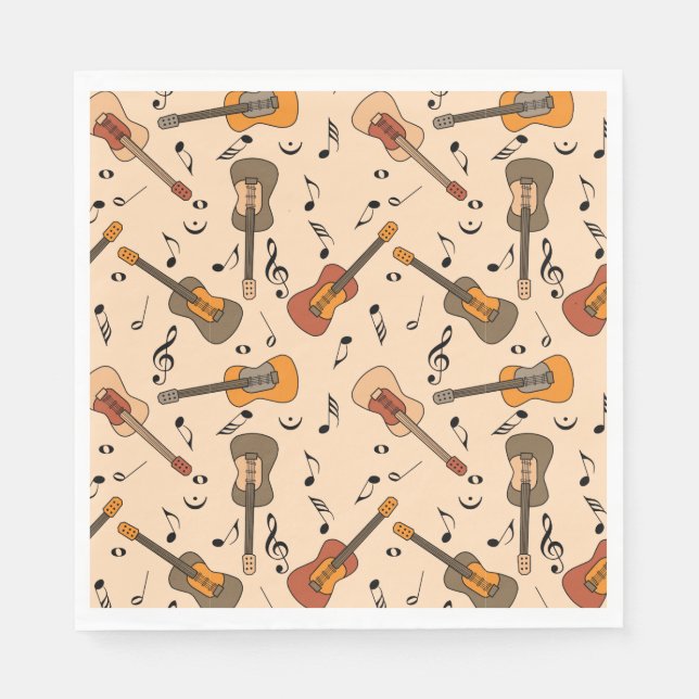 Guitar Music Notes Pattern Napkin (Front)