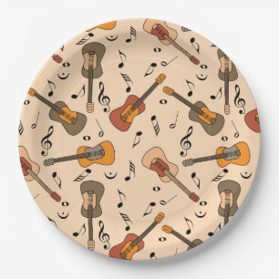 Guitar Music Notes Pattern Paper Plate