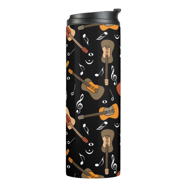 Guitar Music Notes Pattern Thermal Tumbler (Rotated Left)