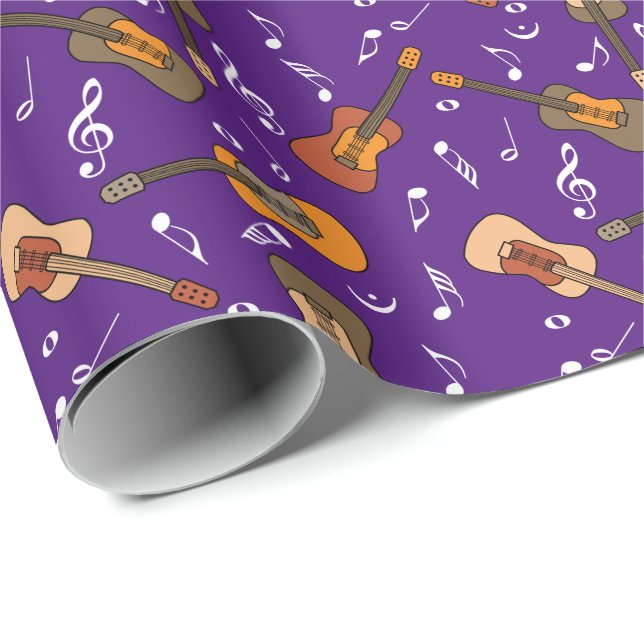 Guitar Music Notes Pattern Wrapping Paper (Roll Corner)