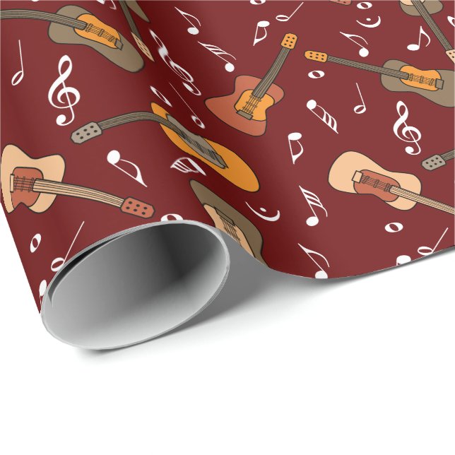Guitar Music Notes Pattern Wrapping Paper (Roll Corner)
