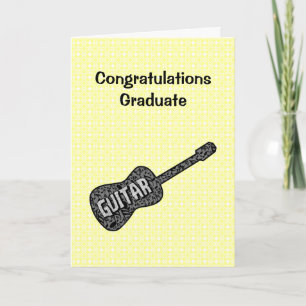 Guitar Music Notes Text Graduation Card
