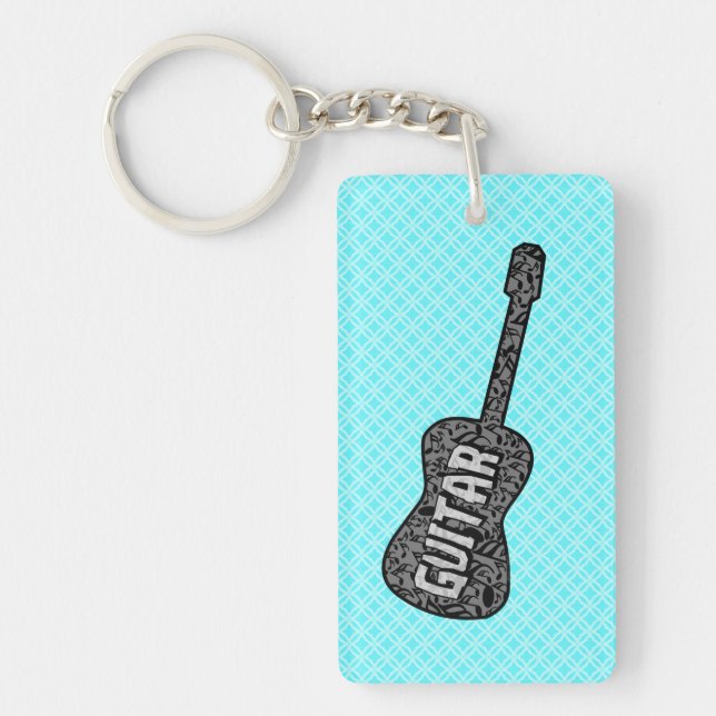 Guitar Music Notes Text Keychain (Front)