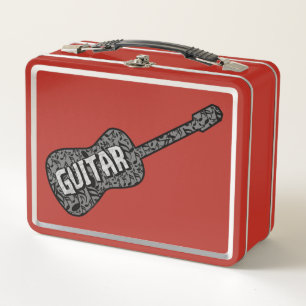 Guitar Music Notes Text Metal Lunch Box