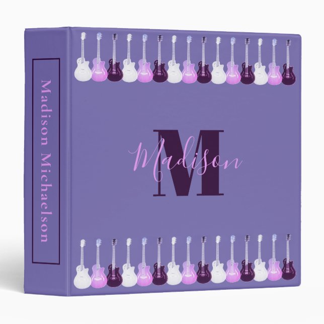 Guitar Music Personalized Purple Binder (Front/Spine)
