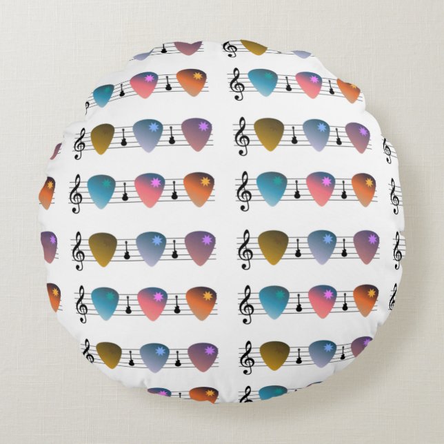 Guitar Music Round Pillow (Front)