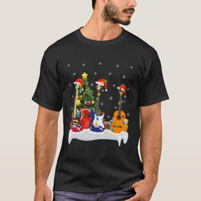 Guitar Music Santa Guitar T-Shirt (Front)