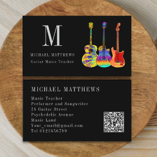 Guitar Music Teacher Custom QR Code Business Card