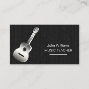 Guitar Music Teacher DJ Player Musician Black Wood Business Card