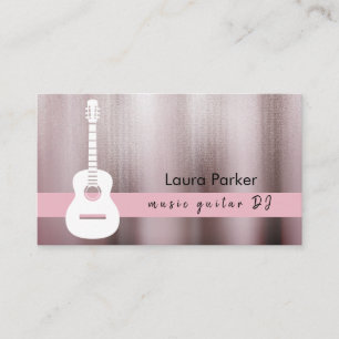 Guitar Music Teacher Rose Gold DJ Player Business Card