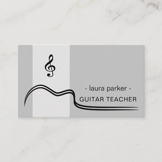 Guitar Music Teacher with acoustic minimal Business Card (Front)