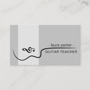 Guitar Music Teacher with acoustic  musician Business Card